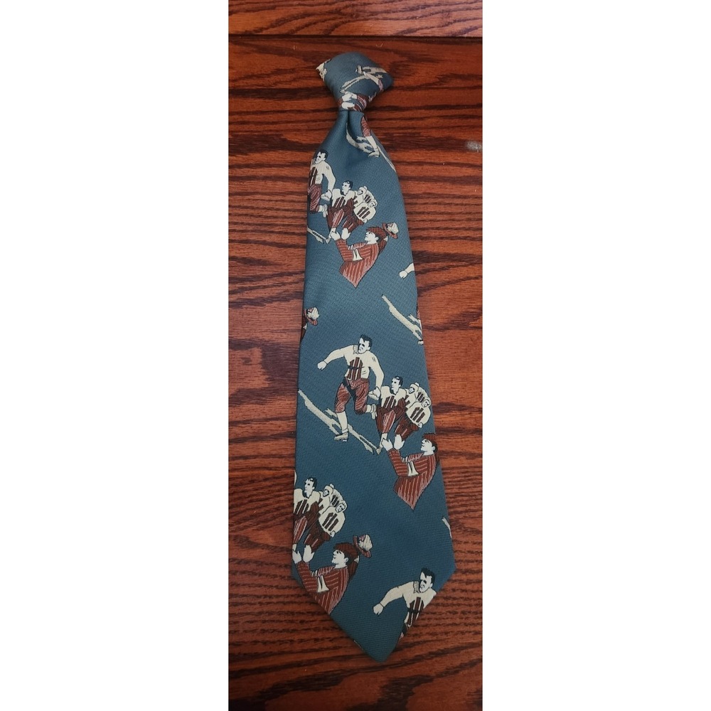 Lot Of Two Vintage Sears Snapper Clip On Neckties Green And‎ Blue Sports